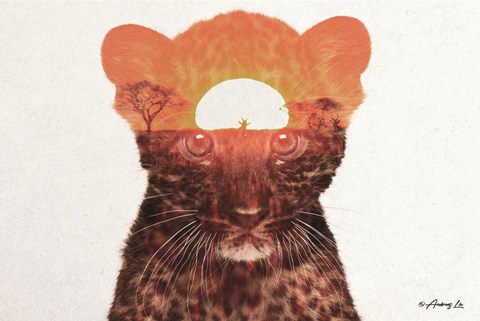Framed Leopard with Sun Print