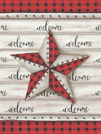 Framed Plaid Welcome Barnstar Print