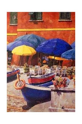 Framed Waterfront Cafe Print