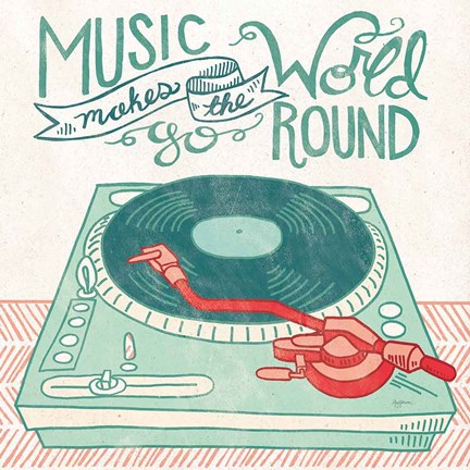 Framed Retro Record Player Print