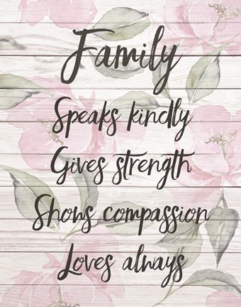 Framed Family Speaks Kindly - Floral Print