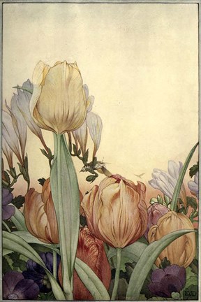 Framed Garden Fantasy I Print