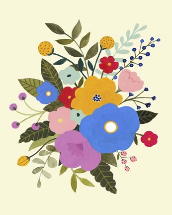 Framed Primary Blooms II Print