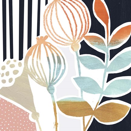 Framed Patterned Flora II Print
