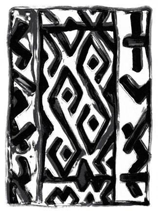 Framed African Textile Woodcut V Print