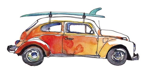 Framed Surf Car V Print
