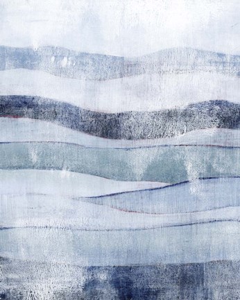 Framed White Out in Blue I Print