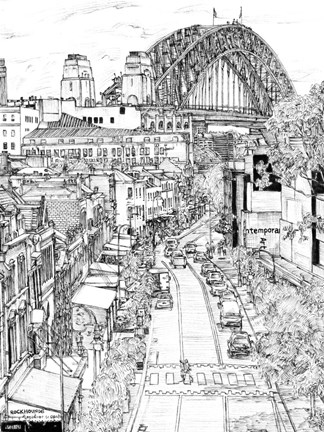 Framed City in Black &amp; White II Print