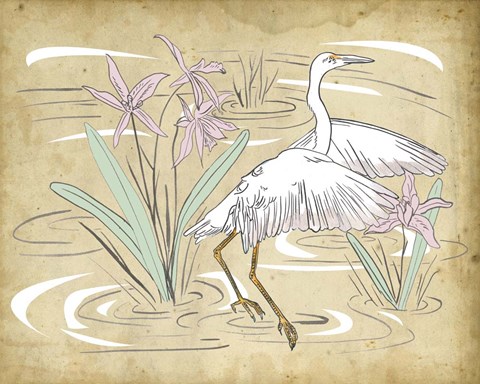 Framed Great Egret I Print