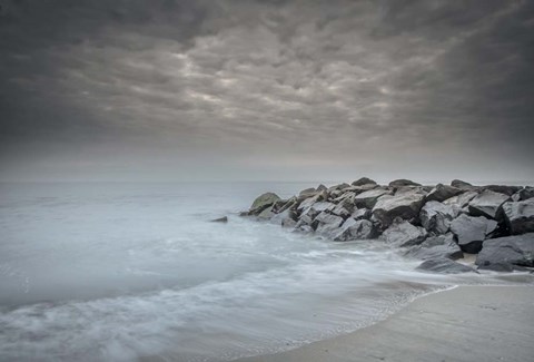 Framed Stormy Beach in Cape May National Seashore, NJ Print
