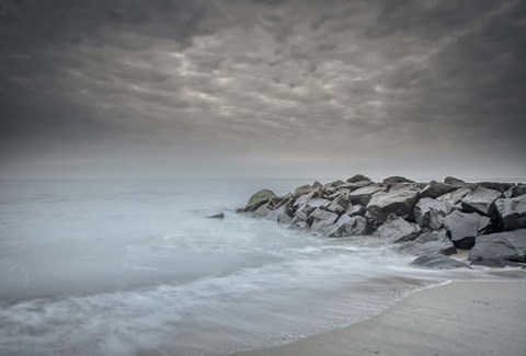 Framed Stormy Beach in Cape May National Seashore, NJ Print