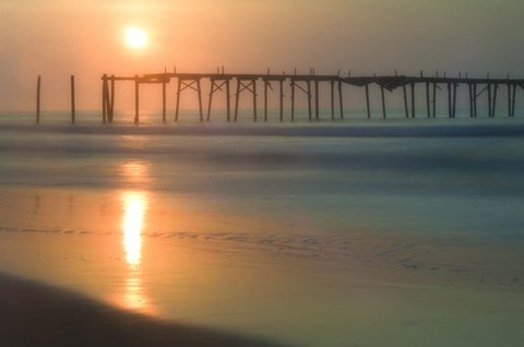 Framed Morning Pier Sunrise, Cape May New Jersey Print