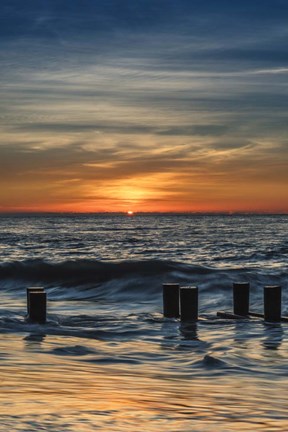 Framed Sunrise On Winter Shoreline 3, Cape May National Seashore, NJ Print