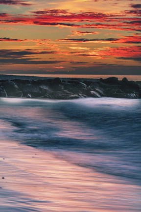 Framed Sunrise On Winter Shoreline 5, Cape May National Seashore, NJ Print