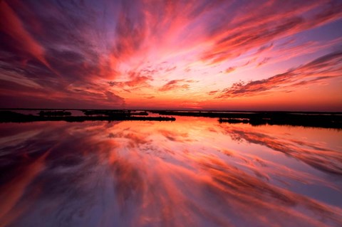Framed Sunset Reflection on Beach 3, Cape May, NJ Print