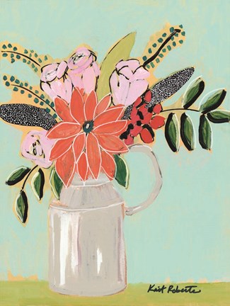 Framed Bouquet on Robin&#39;s Egg Print