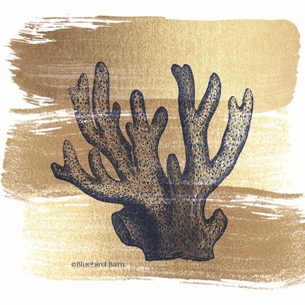 Framed Brushed Gold Elkhorn Coral Print