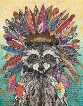 Framed Tribal Raccoon Print