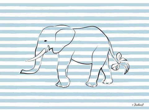 Framed Elephant in Stripes Print