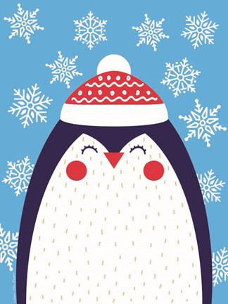 Framed Snowflake Penguin Print