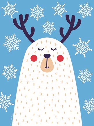 Framed Snowflake Reindeer Print