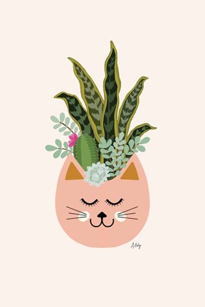 Framed Cats and Plants Print