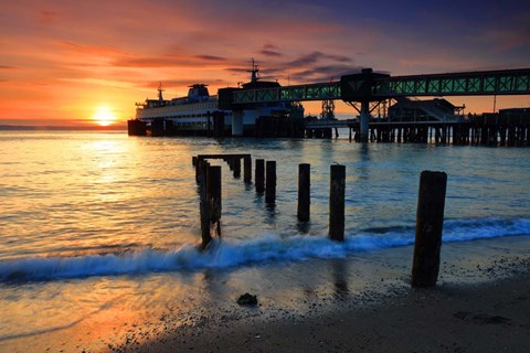 Framed Ferry at Dock, Edmonds, WA Print