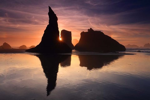 Framed Sea Stacks, Bandon, Oregon Print