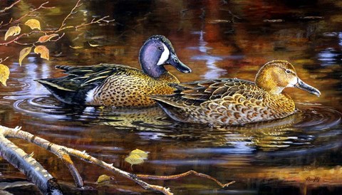 Framed Backwater Blue Print