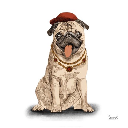 Framed Pugs in Hats I Print