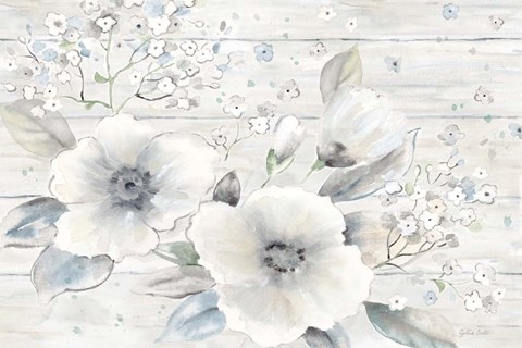 Framed Vintage Bouquet on Wood landscape Print