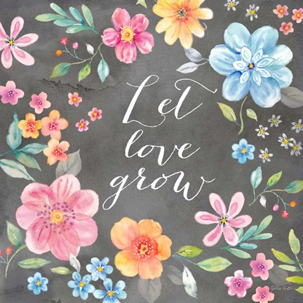 Framed Whimsical Blooms Sentiment Black I Print