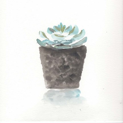 Framed Watercolor Cactus Still Life I Print