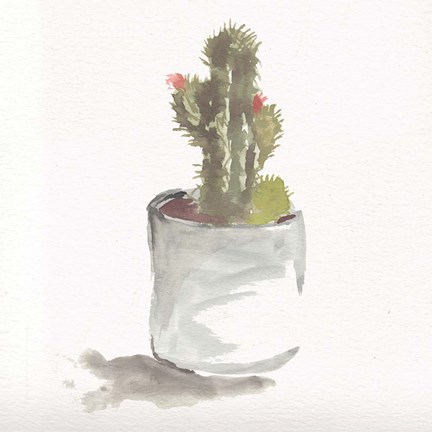 Framed Watercolor Cactus Still Life II Print