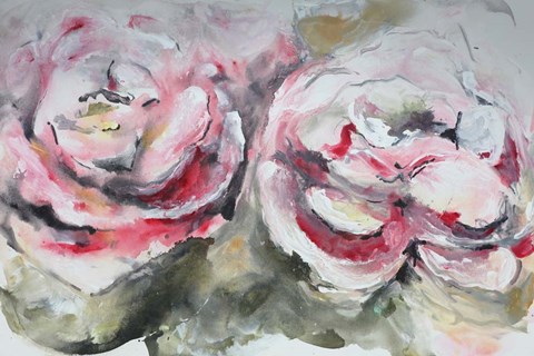 Framed Pair of Pink Roses Landscape Print