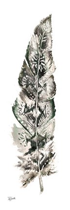 Framed Tribal Feather Neutral Panel I Print