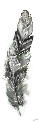 Framed Tribal Feather Neutral Panel II Print