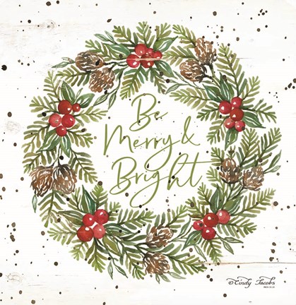 Framed Be Merry &amp; Bright Wreath Print