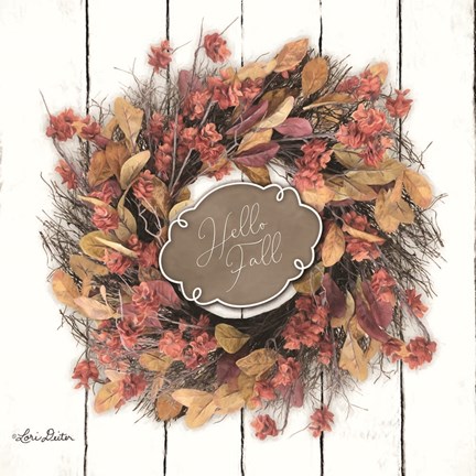 Framed Hello Fall Wreath Print
