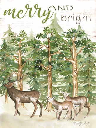 Framed Merry &amp; Bright Deer Print