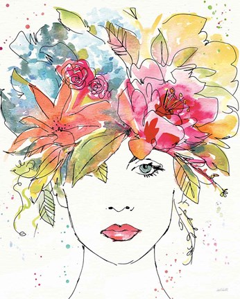 Framed Floral Figures III Print