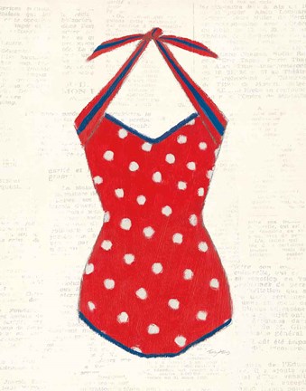 Framed Retro Swimwear II Newsprint Print