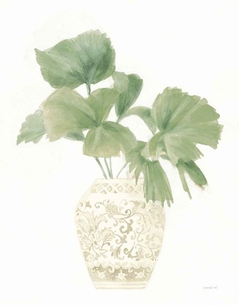 Framed Palm Chinoiserie IV Sage Print