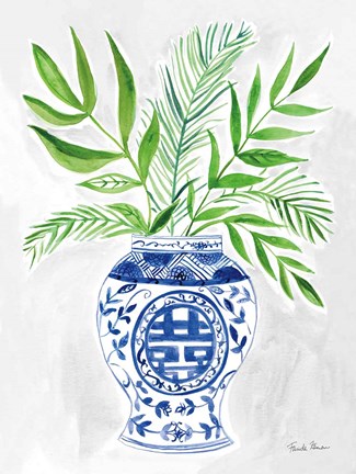 Framed Elegant Chinoiserie II Gray Print