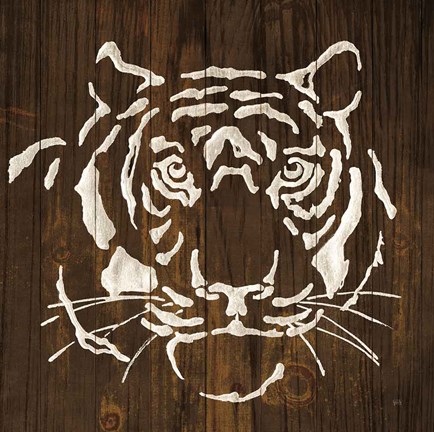 Framed White Tiger on Dark Wood Print