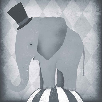 Framed Circus Elephant Gray Print