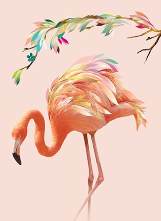 Framed Flamingo and Garland Print