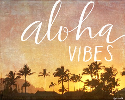 Framed Aloha Vibes in White Print