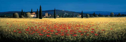 Framed Tuscan Panorama - Poppies Print