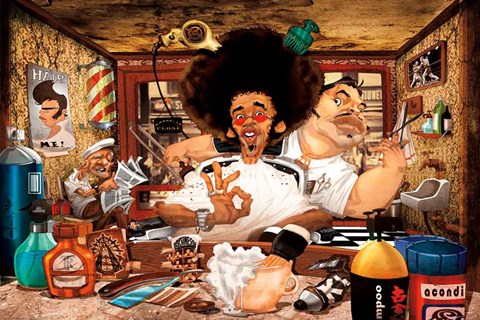 Framed Barber&#39;s Shop Print